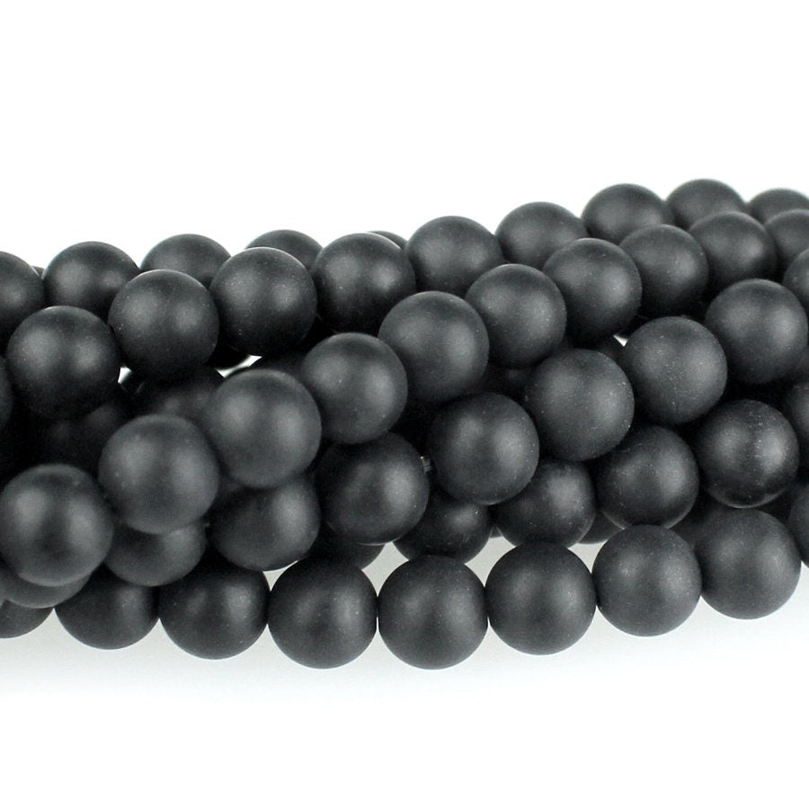 Dakota Stones Matte Onyx 6mm Round Gemstones. 8" Strand. MOX6RD-8