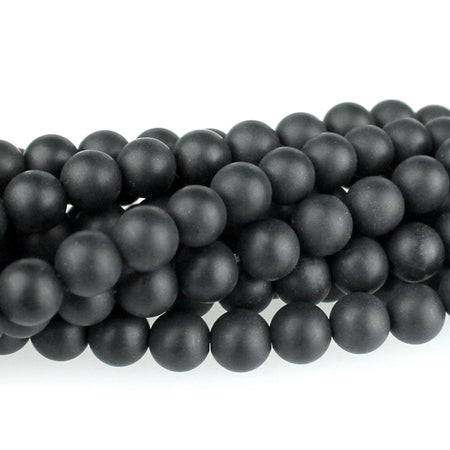Dakota Stones Matte Onyx 6mm Round Gemstones. 8" Strand. MOX6RD-8
