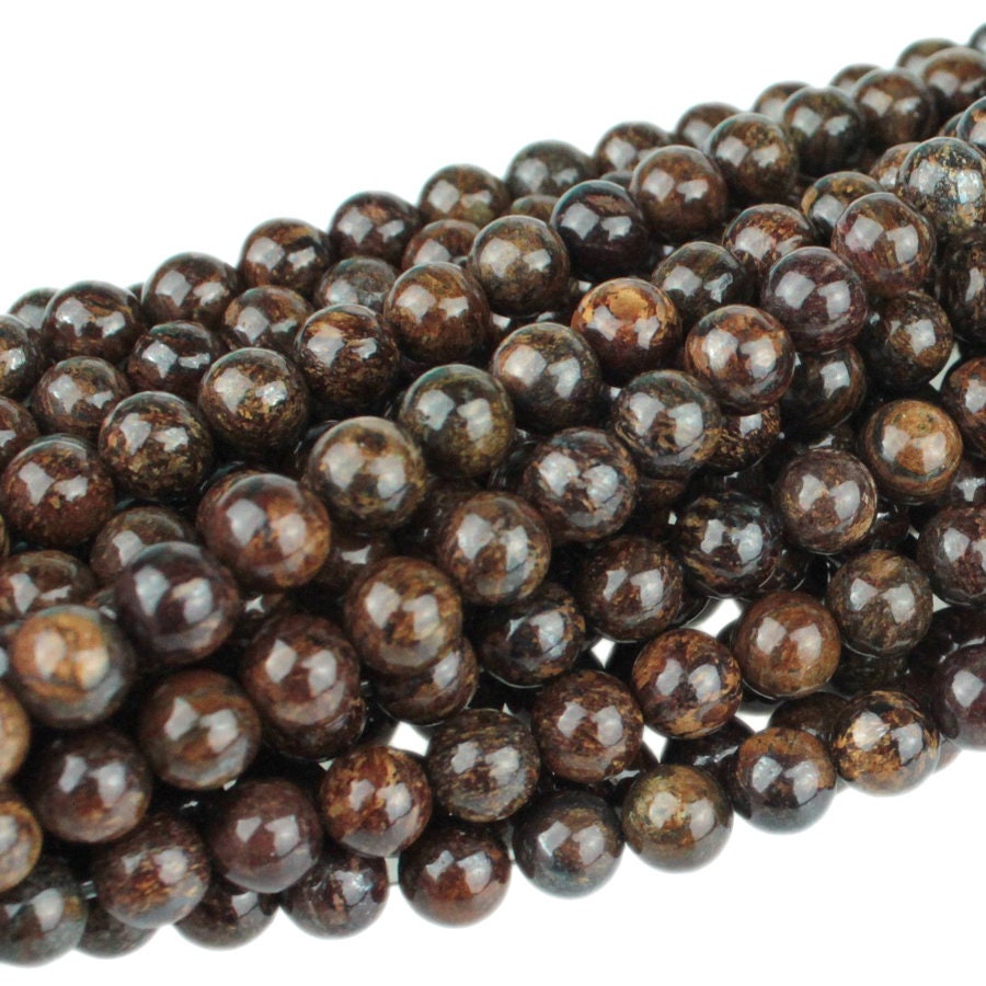 Dakota Stones Bronzite 6mm Round Gemstones. 8" Strand. BRZ6RD-8