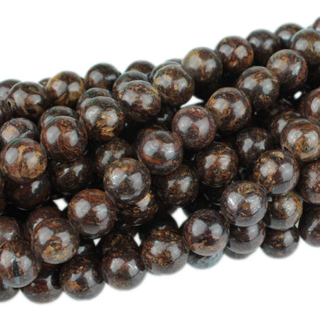 Dakota Stones Bronzite 8mm Round Gemstones. 8" Strand. BRZ8RD-8