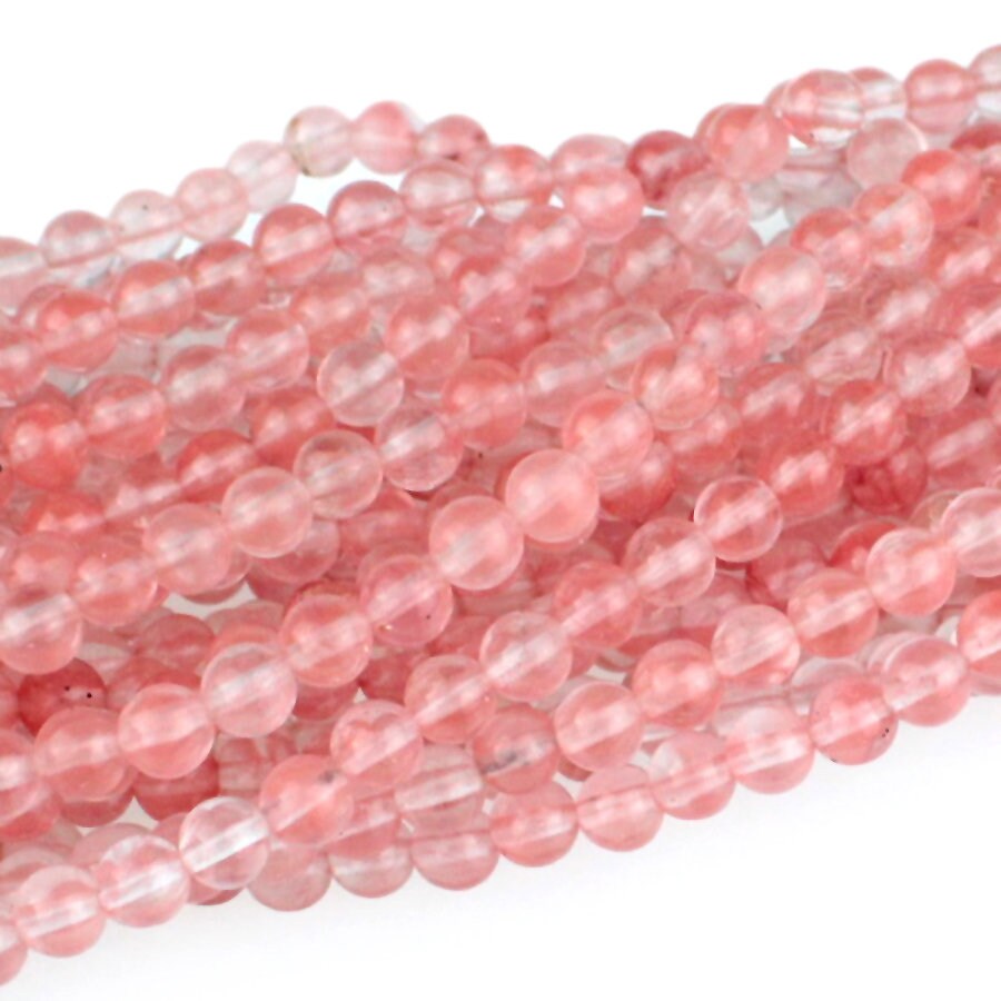 Dakota Stones Cherry Quartz 4mm Round Gemstones 8" Strand CHQ4RD-8
