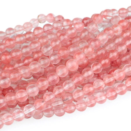 Dakota Stones Cherry Quartz 4mm Round Gemstones 8" Strand CHQ4RD-8