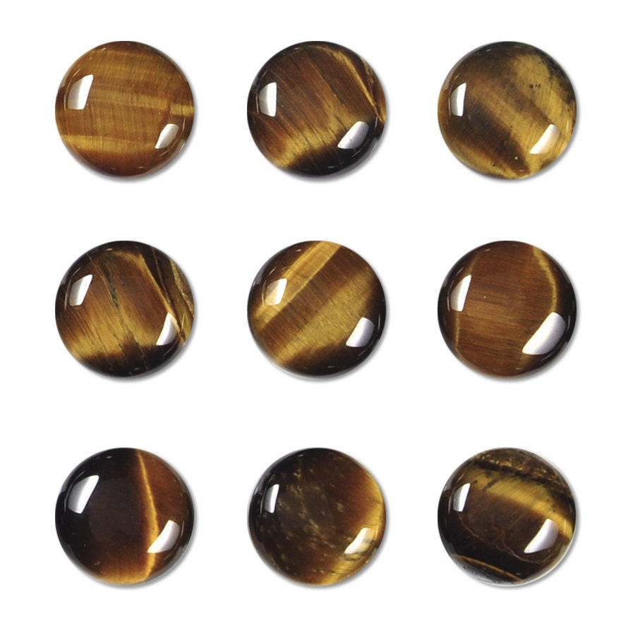 Dakota Stones Tiger Eye 10mm Round Cabochon Gemstones. CAB-TGE10DC