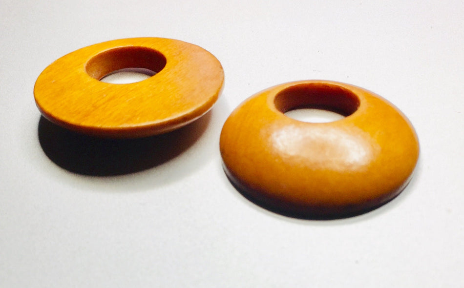 Vintage Golden Brown Wood Hoops Pendants 30mm (4) hps064A