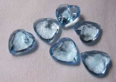 Vintage Soft and Sweet Light Blue Faceted Heart Charms chr033A