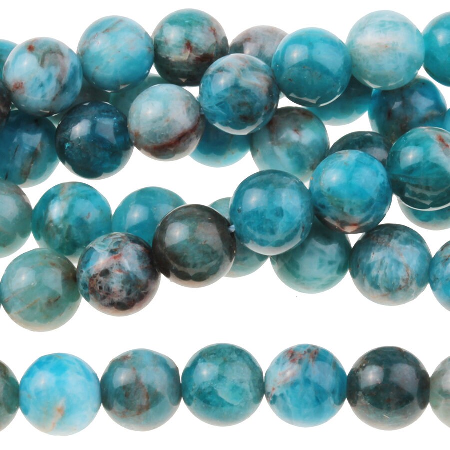 Dakota Stones Blue Apatite 6mm Round Gemstones. 8" Strand. BAP6RD-8