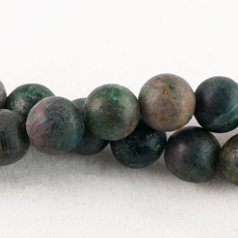 Dakota Stones Matte Blue Apatite 10mm Round Gemstones. 8" Strand. BAP10RD-M-8