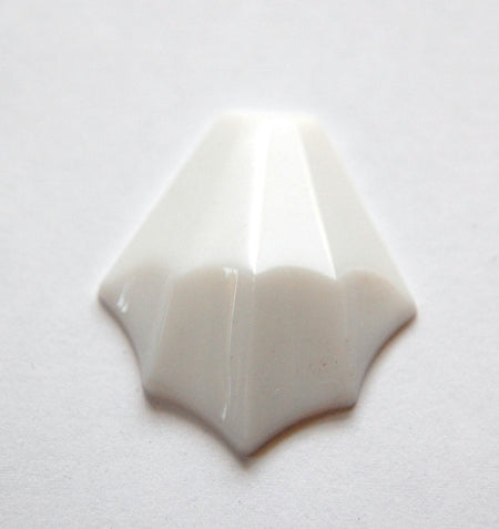 Vintage German Large White Scalloped Glass Stone Cabochon cab048