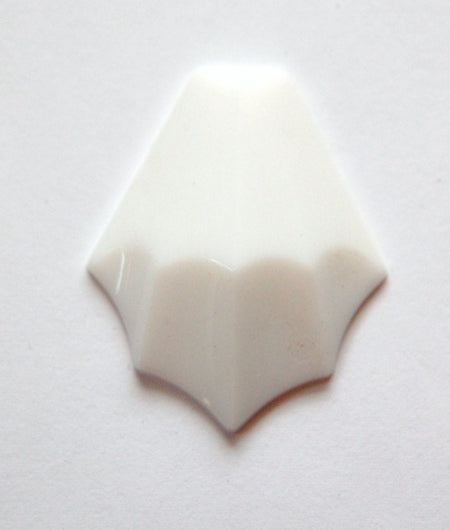 Vintage German Large White Scalloped Glass Stone Cabochon cab048