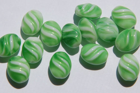 Vintage German Green and White Glass Beads (8) grm001A