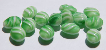 Vintage German Green and White Glass Beads (8) grm001A