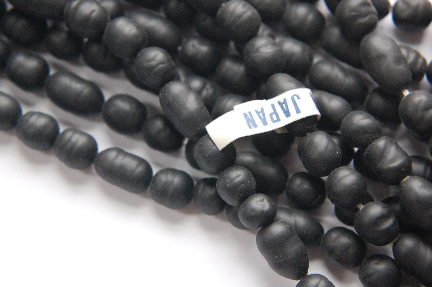 Vintage Matte Black Glass Beads Japan Random Mix (10) jpn003D