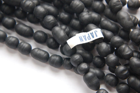 Vintage Matte Black Glass Beads Japan Random Mix (10) jpn003D