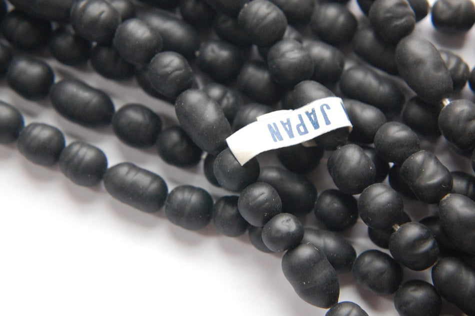 Vintage Matte Black Glass Beads Japan Random Mix (10) jpn003D