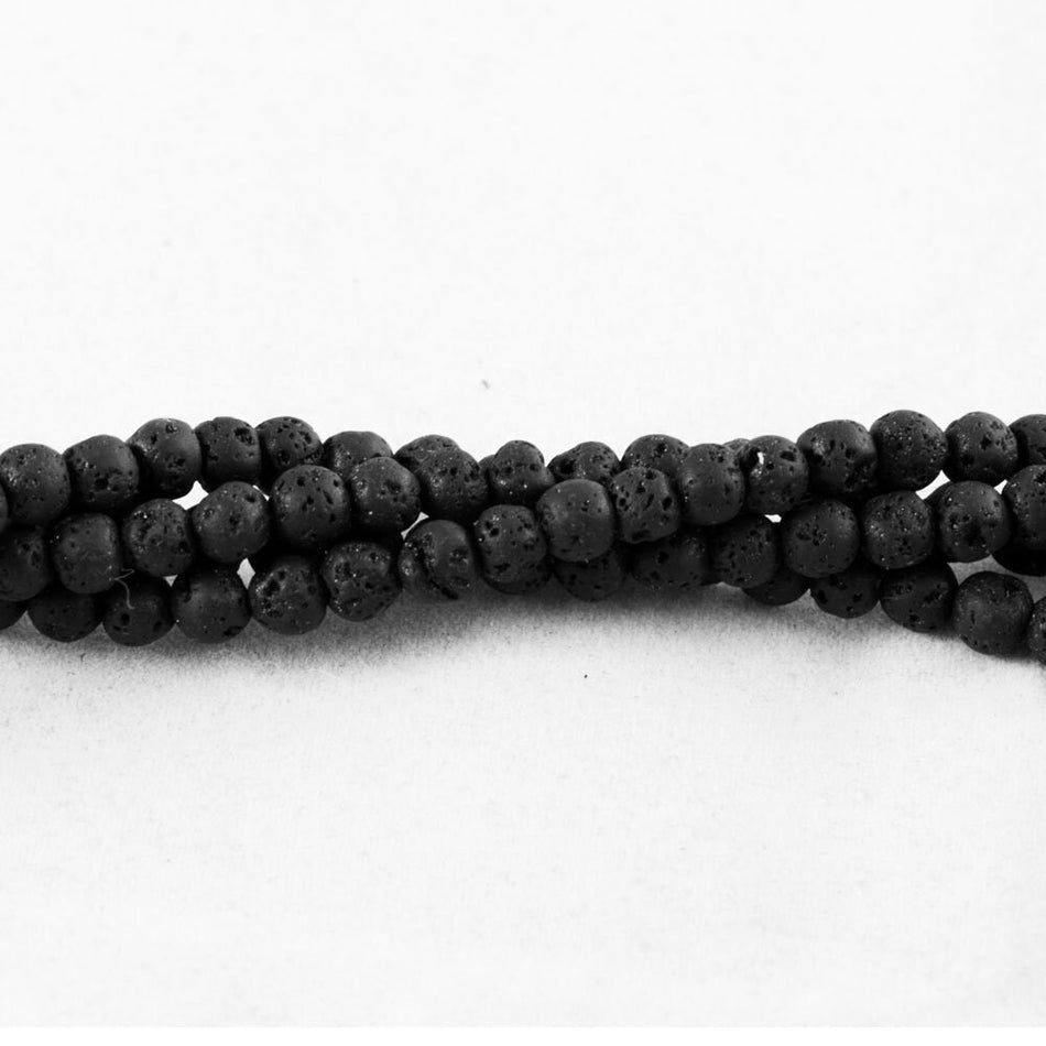 Black Lava Rock Natural Beads 15-16" Strand 4mm bds1020A