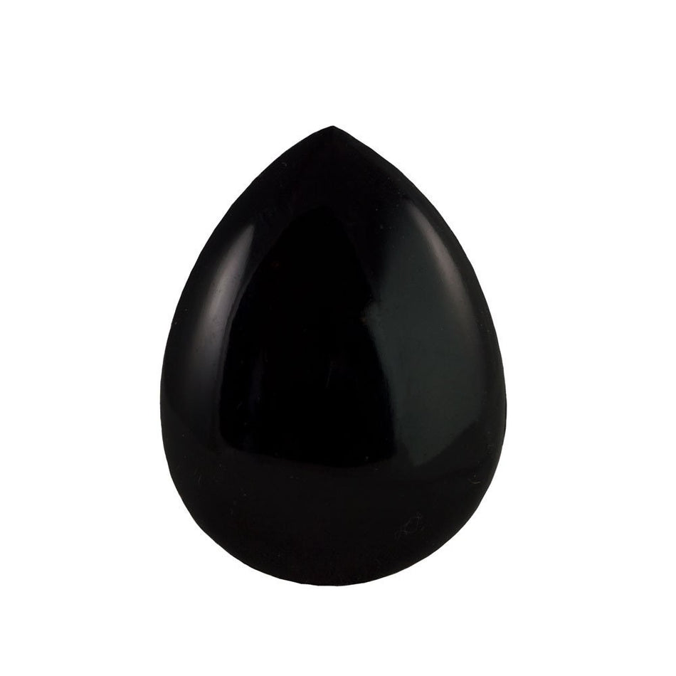 Vintage Black Glass Teardrop Cabochon 40X30mm (1) cab6031CC