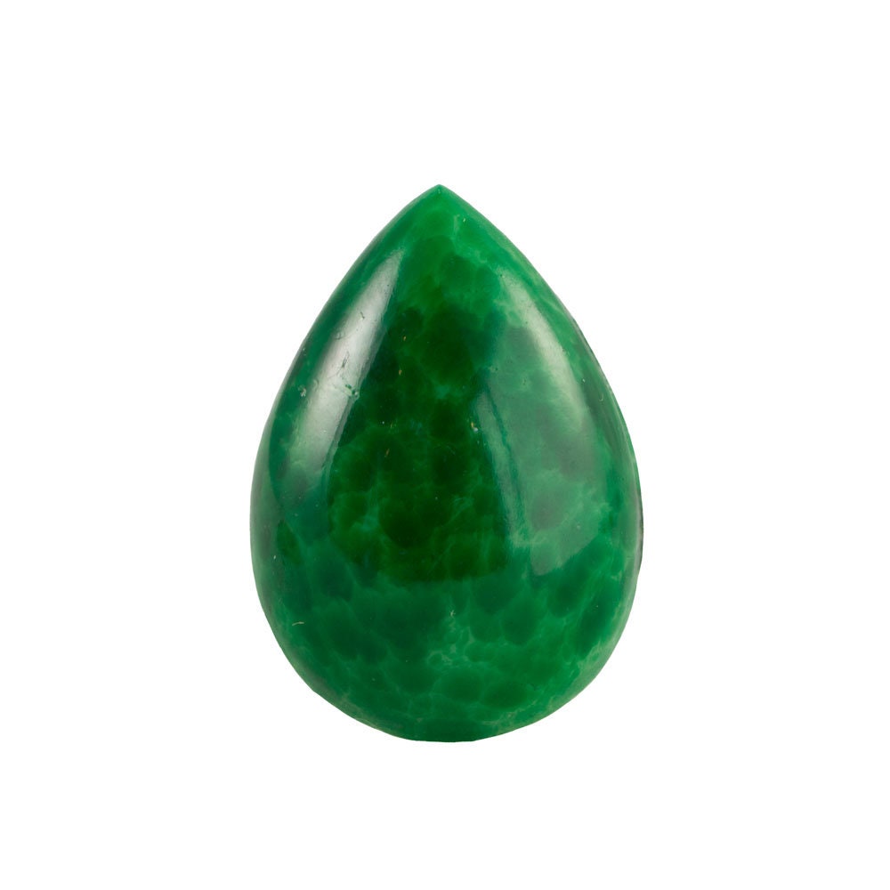 Vintage Jade Matrix Glass Teardrop Cabochon 25X18mm (1) cab6030C