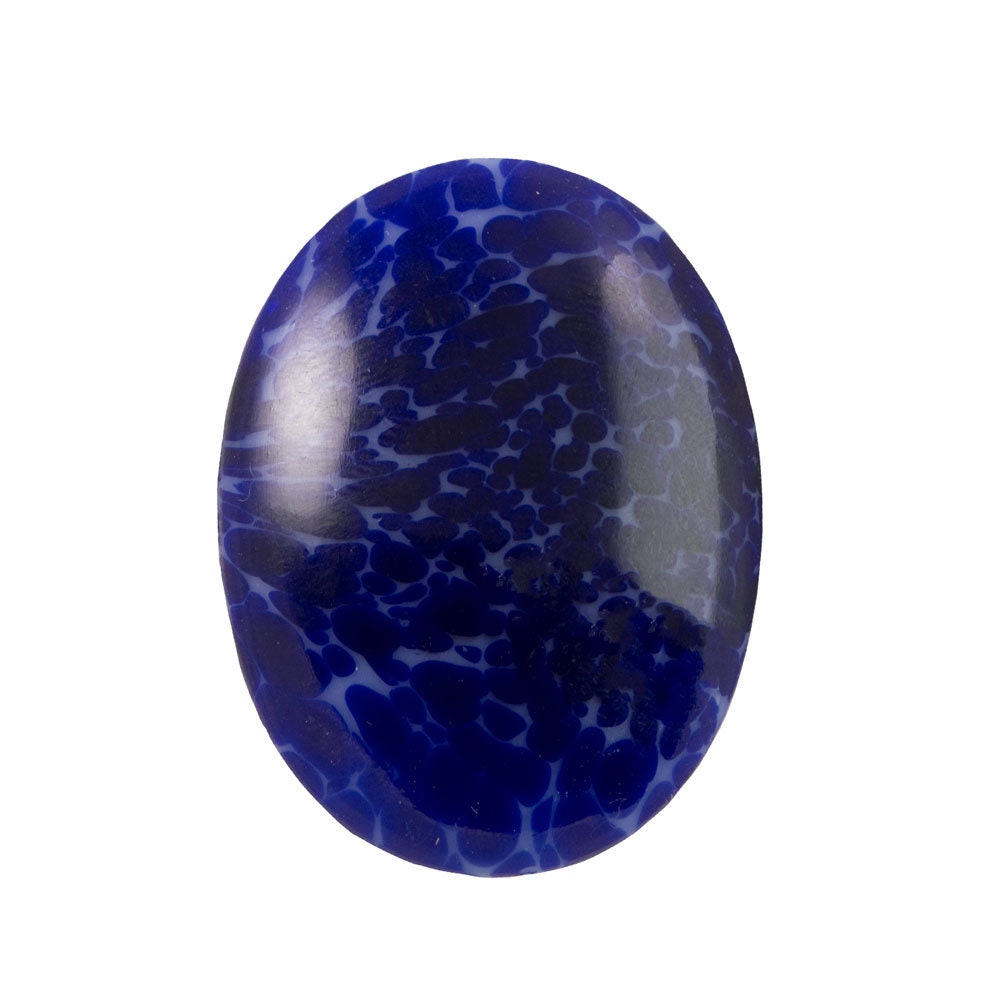 Vintage Lapis Matrix Glass Teardrop Cabochon 40X30mm (1) cab6007D