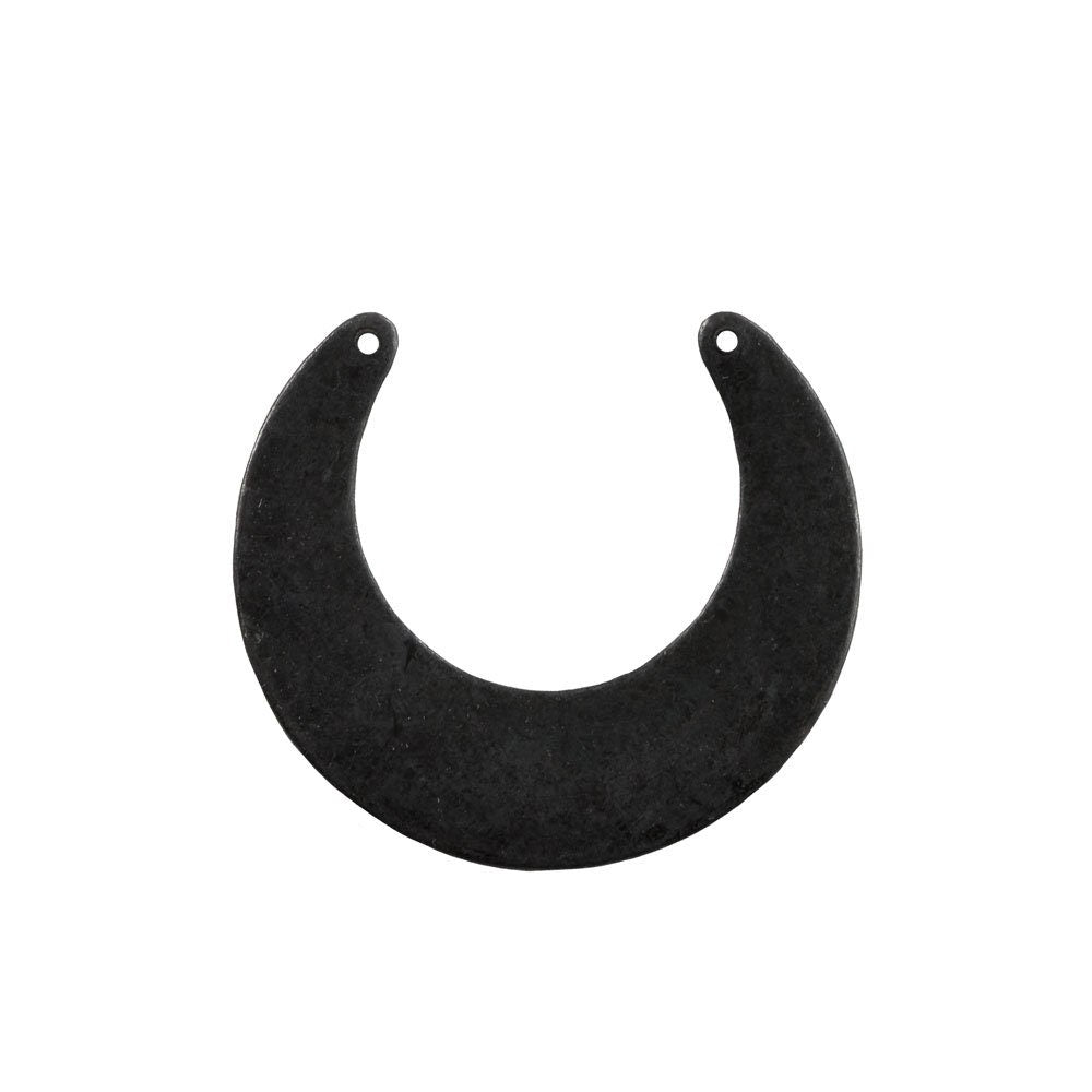 2 Hole Matte Black Crescent Open Circle Pendant Drop (4) mtl318E
