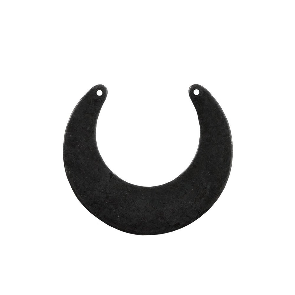 2 Hole Matte Black Crescent Open Circle Pendant Drop (4) mtl318E
