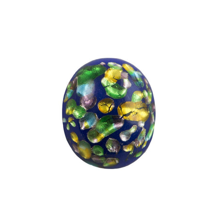 Cobalt Blue Glass Cabochons with Rainbow Foil Inclusions 12x10mm (6) cab912C