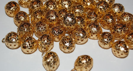 Slightly Oval Brass Filigree Beads With Loop Charm Drop drp011