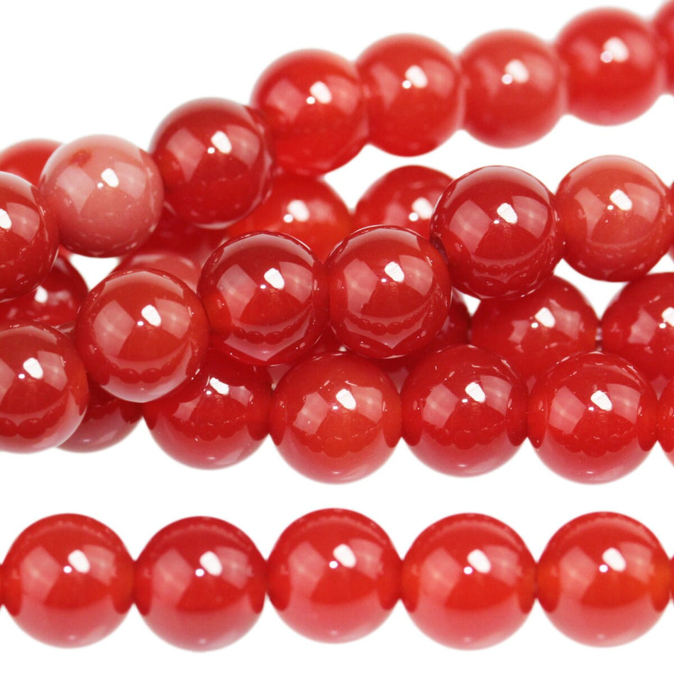Dakota Stones Carnelian 6mm Round Gemstones. 8" Strand. CRN6RD-8
