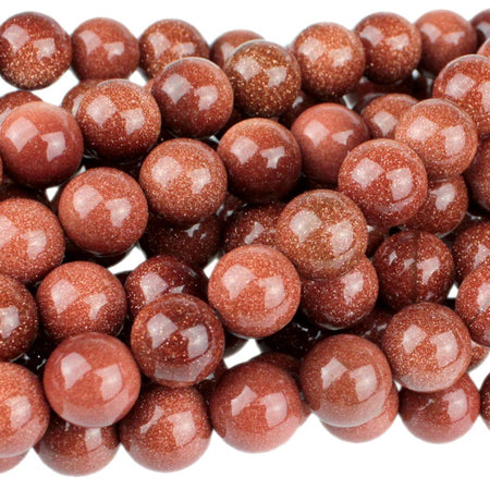 Dakota Stones Goldstone 10mm Round Gemstones. 8" Strand. GLD10RD-8