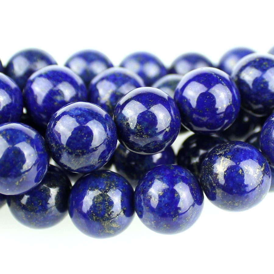 Dakota Stones Lapis 10mm Round Gemstones. 8" Strand. LAP10RD-8