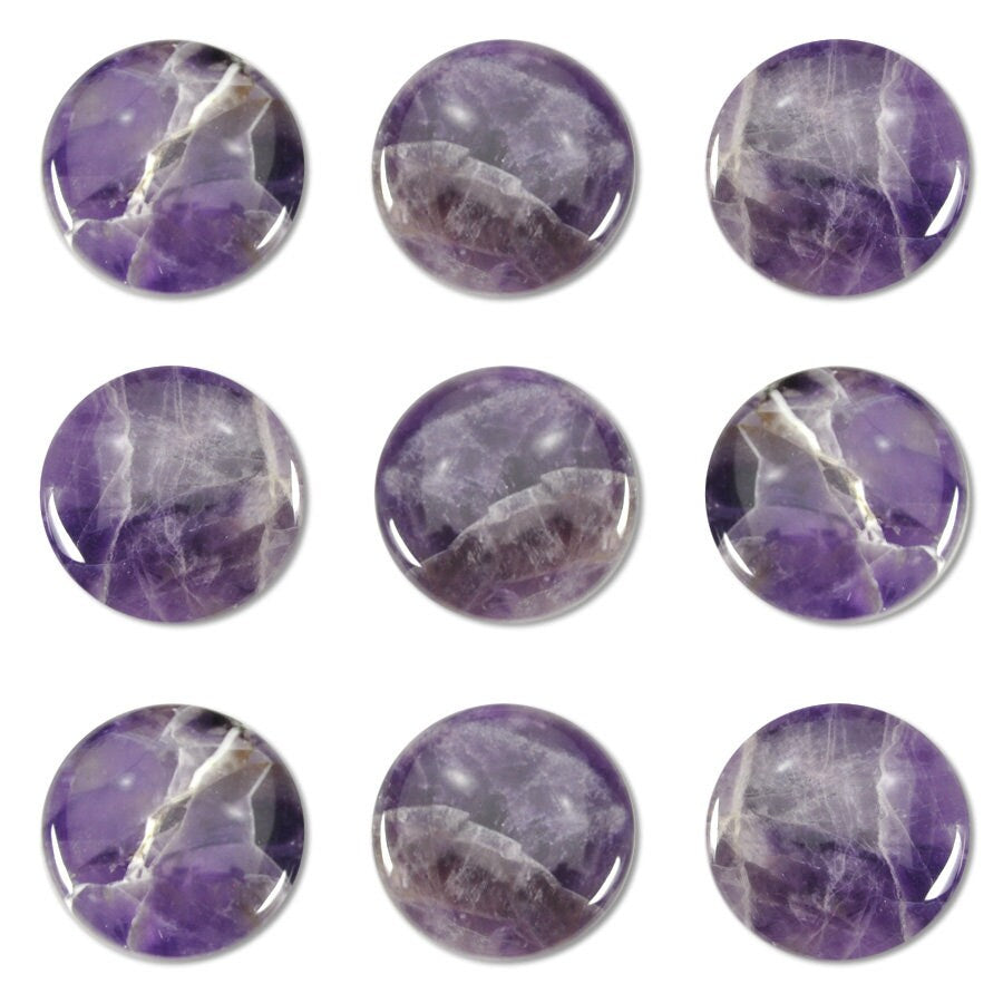Dakota Stones Dog Teeth Amethyst 25mm Round Coin Cabochon Gemstones. CAB-DTA25DC