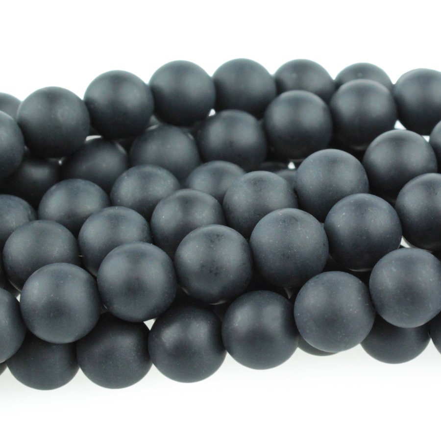 Dakota Stones Matte Onyx 8mm Round Gemstones. 8" Strand. MOX8RD-8