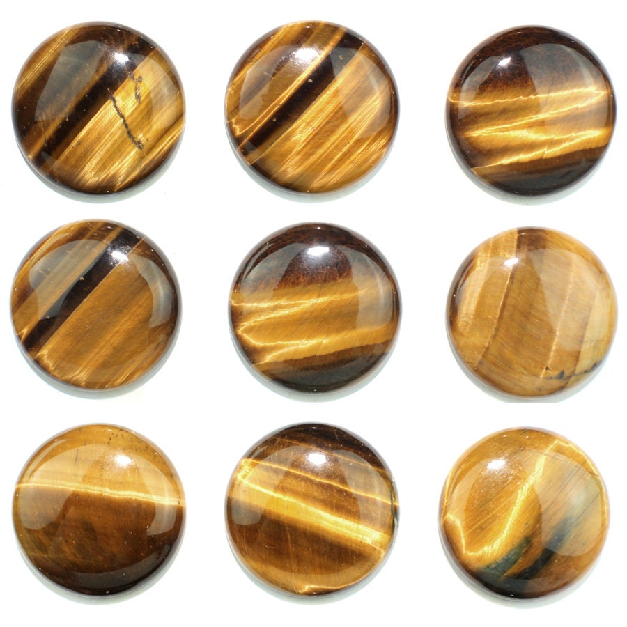 Dakota Stones Tiger Eye 25mm Round Cabochon Gemstones. CAB-TGE25DC