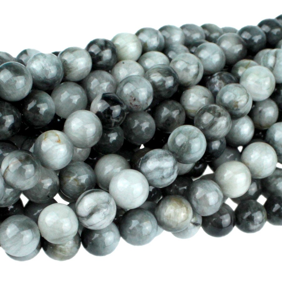 Dakota Stones  Chrysoberyl Gray Cats Eye 8mm Round Beads Gemstones 8" Strand CAT8RD-8