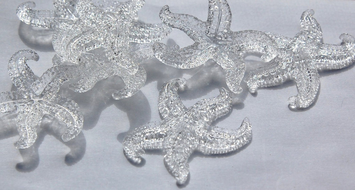 Vintage Large Crystal Clear Starfish Beads Pendant West German Plastic (2) bds858F
