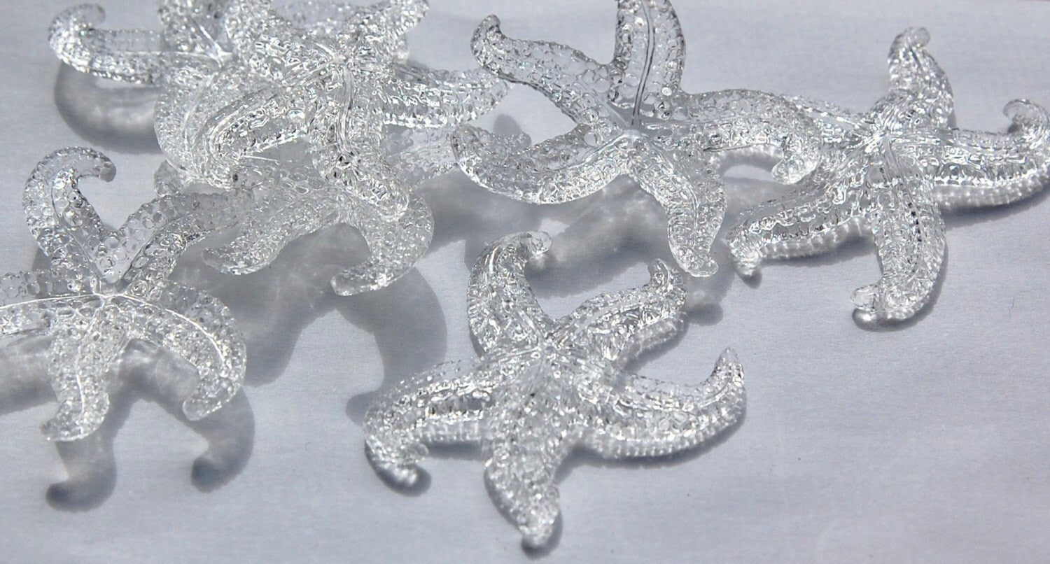Vintage Large Crystal Clear Starfish Beads Pendant West German Plastic (2) bds858F
