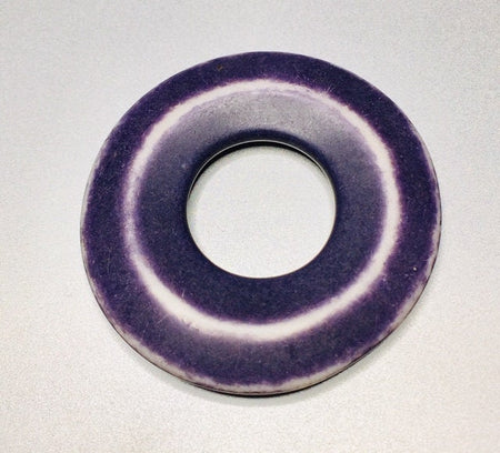 Vintage Acrylic Rubbed Purple and White Hoops Pendants (2) hps062A
