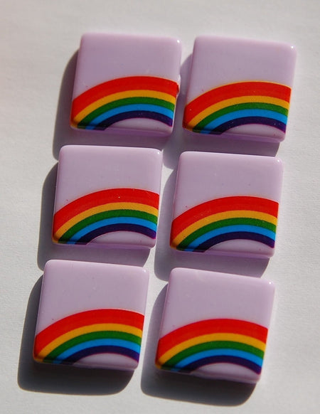 Vintage West German Purple Rainbow Cabochon 20mm (6) cab437B