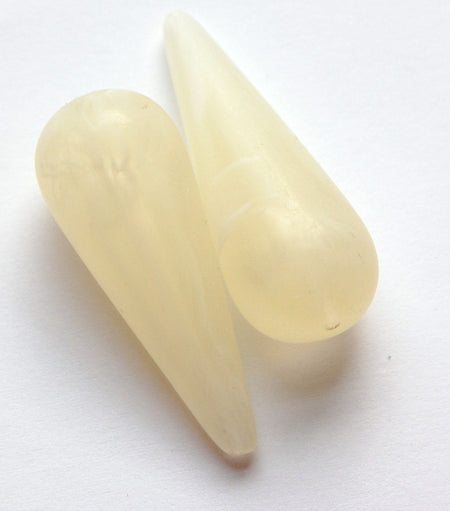 Vintage Italian Lucite Yellow with White Swirled Teardrop Focal Beads bds917B