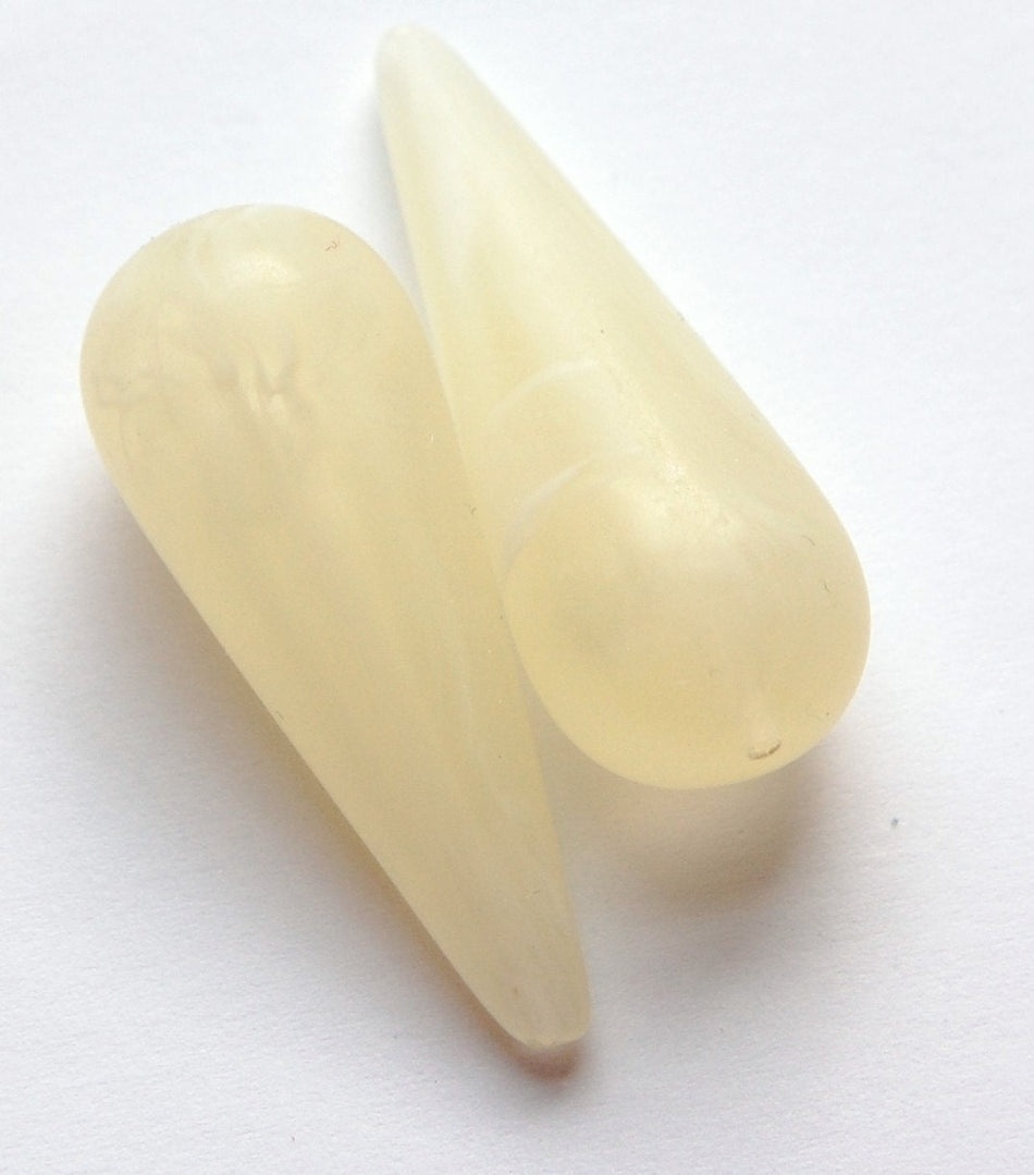 Vintage Italian Lucite Yellow with White Swirled Teardrop Focal Beads bds917B