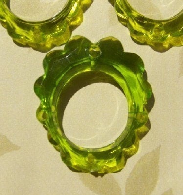 Vintage Green Oval Scalloped Hoops with Multiple Beading Holes pnd133G