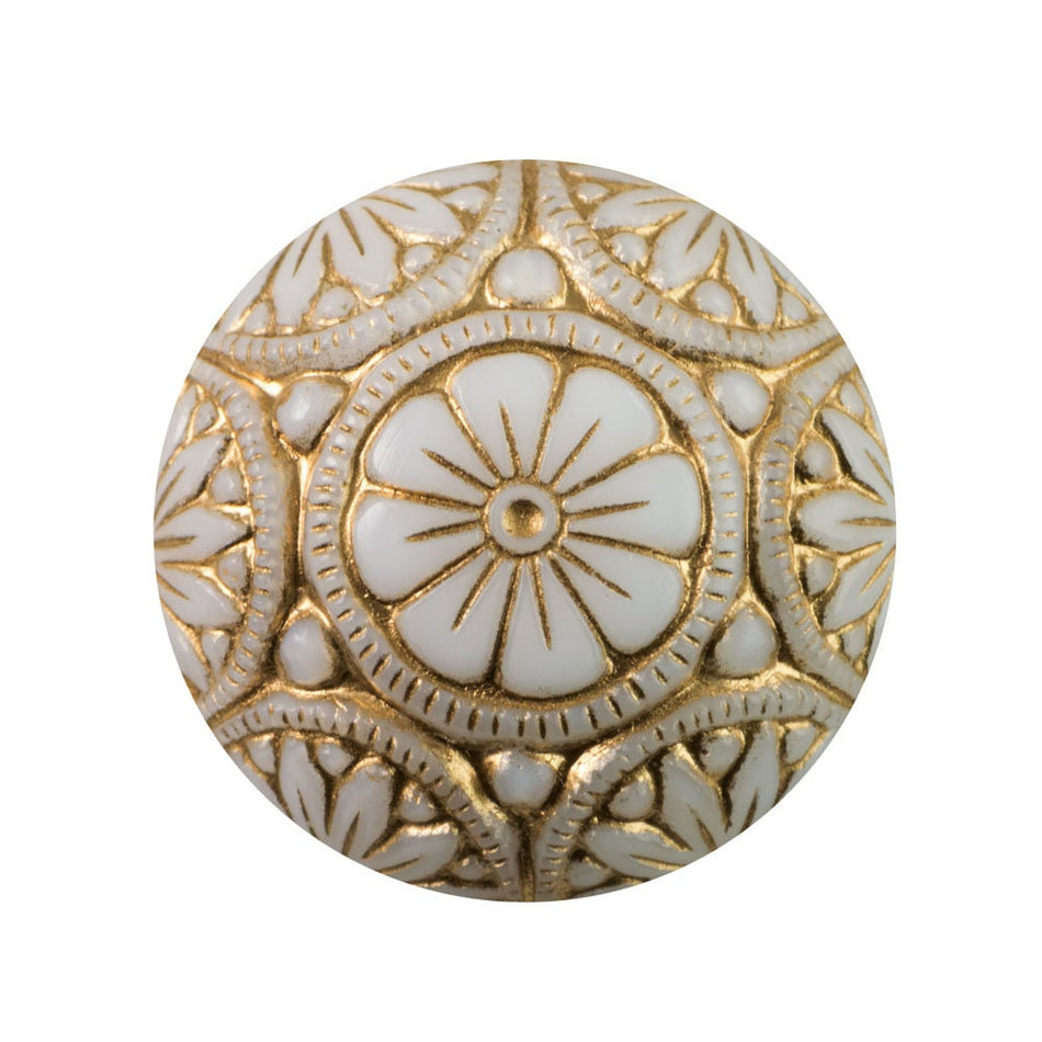 Preciosa White Mosaic Glass Cabochons with Beige 18mm (1) cab756E