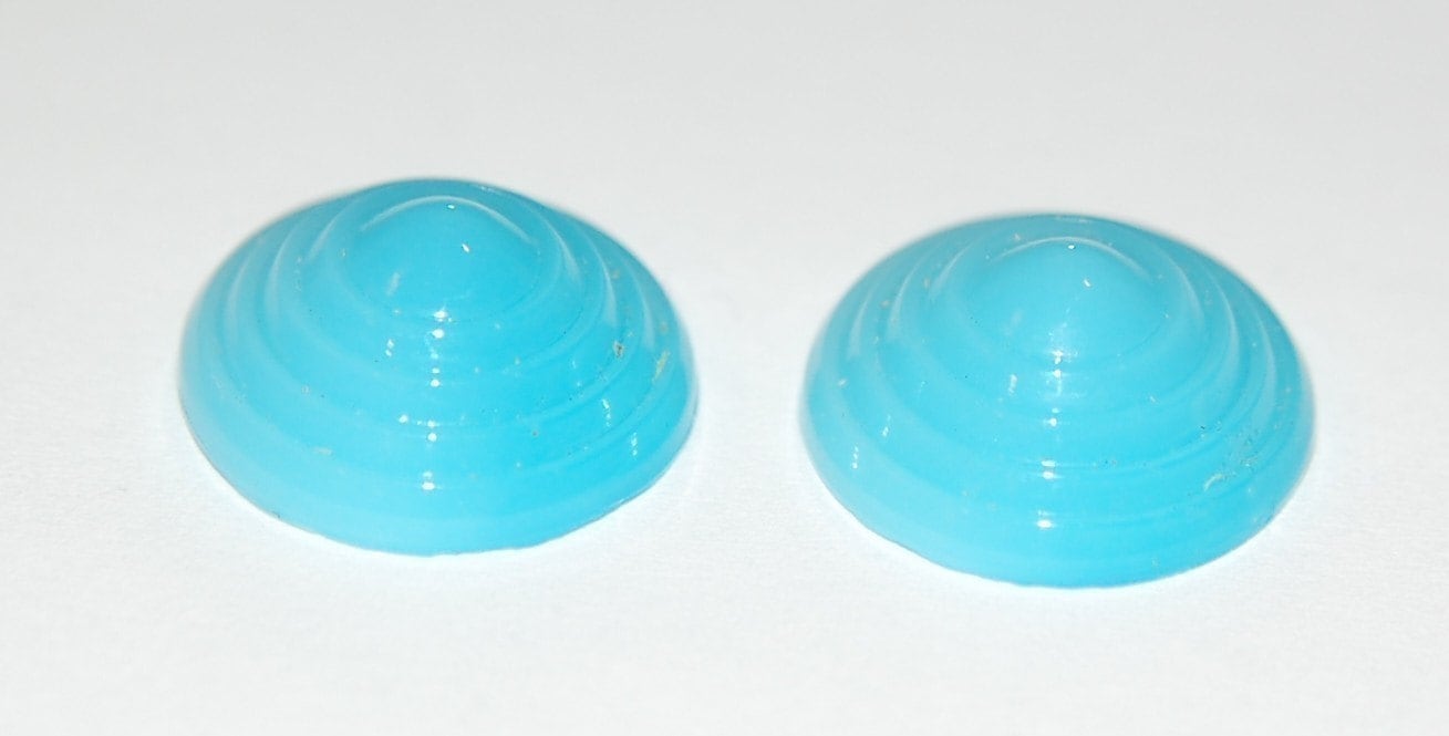 Vintage Deco Czech Blue Cone Pyramid Glass Cabochons cab347