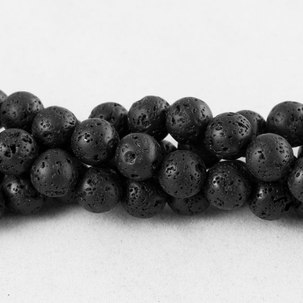 Black Lava Rock Natural Beads 15-16" Strand 8mm bds1022A