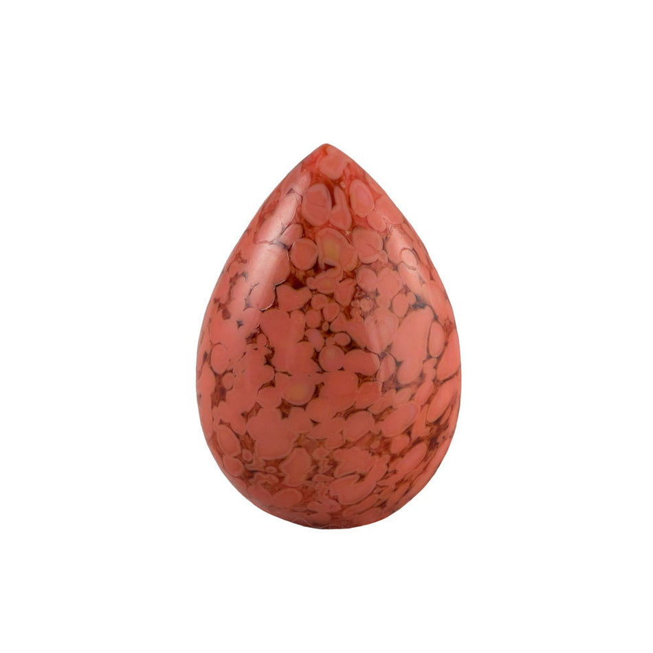 Vintage Coral Matrix Glass Teardrop Cabochon 25X18mm (1) cab6030B