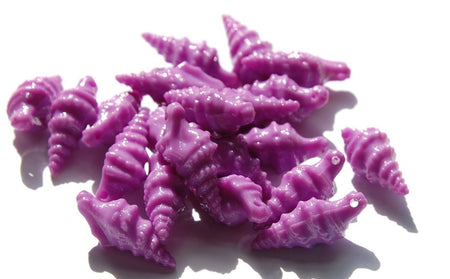 Vintage West German Acrylic Purple Seashell Charms 33mm x 15mm (4) chr107B