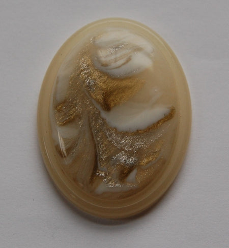Vintage Off White with White Gold and Silver Swirl 40x30mm Cabochons cab405G