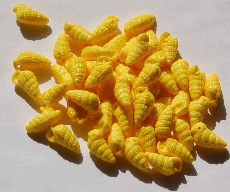 Vintage West German Acrylic Yellow Seashell Charms 18x9mm chr107F