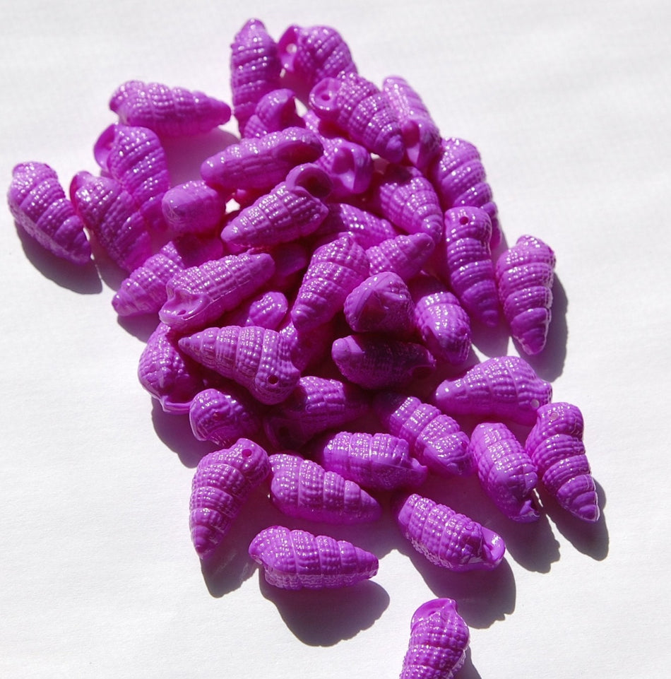 Vintage West German Purple Seashell Charms 18x9mm chr107H