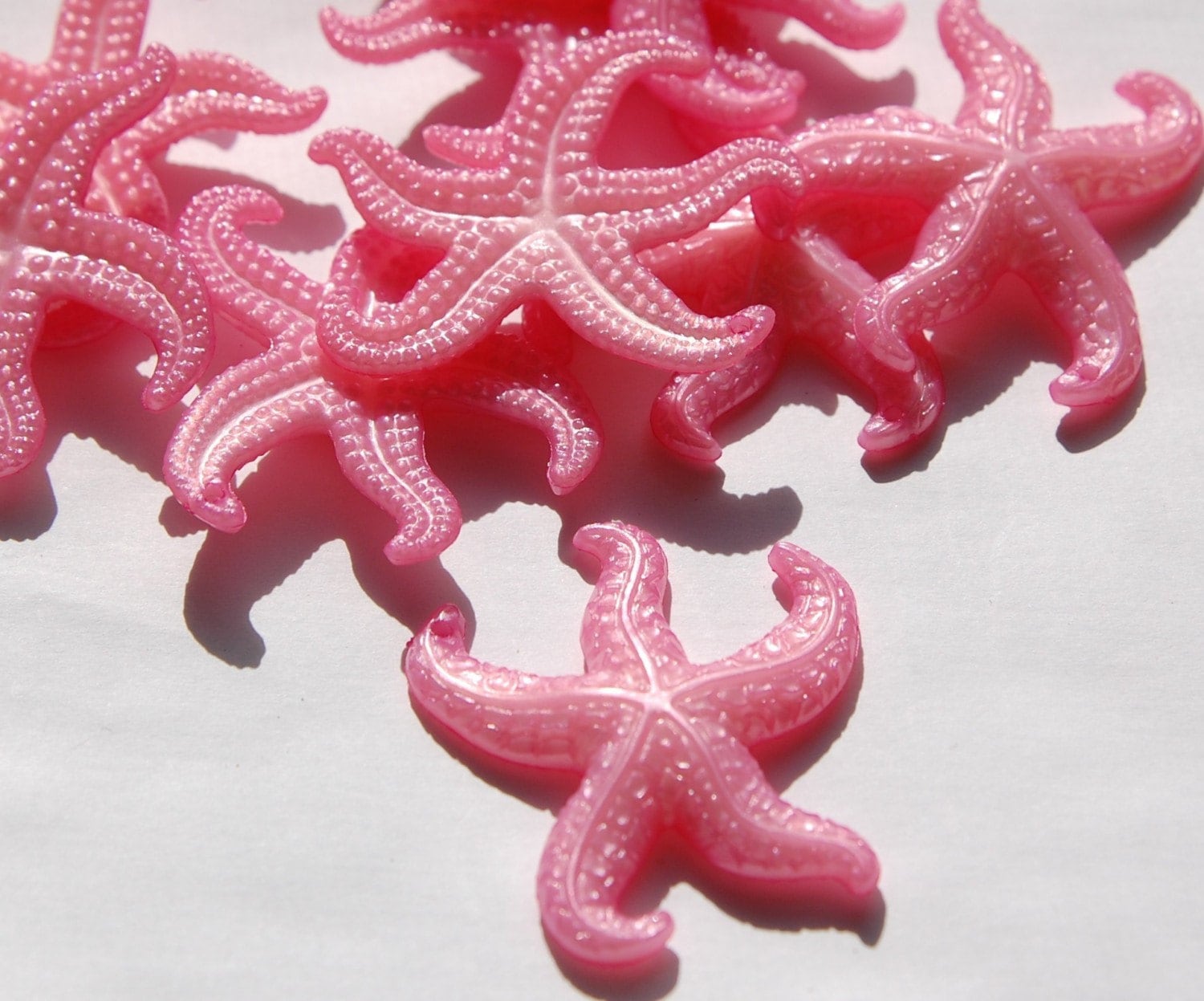 Vintage Large Pink Starfish Beads Pendant West German Plastic 45mm (2) bds858