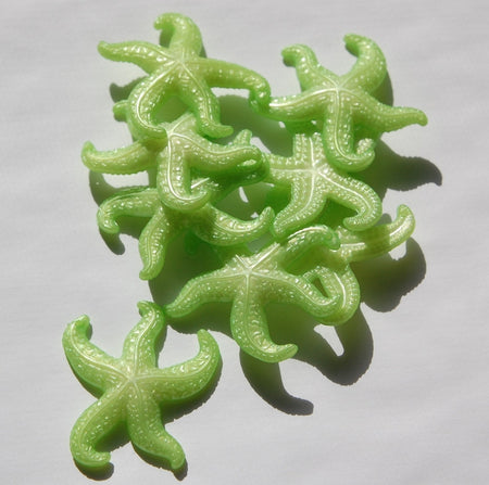 Vintage Large Green Starfish Beads Pendant West German Plastic 45mm (2) bds858A